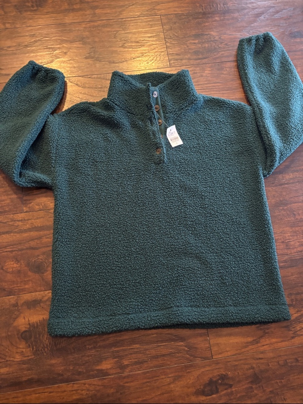 NWT LOFT Forest Green Sherpa Pullover womens size small